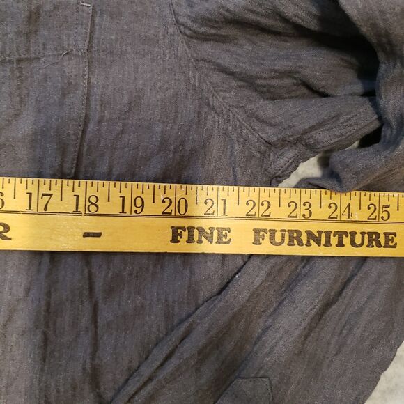 Billy Reid Herringbone Long Sleeve Shirt Mens Medium Gray Cotton Tencel USA - Picture 4 of 6